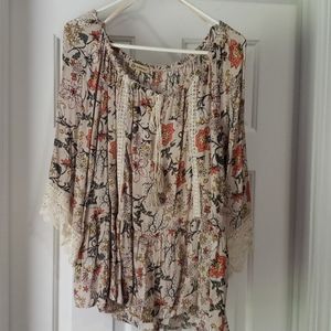 Democracy Flower Tunic with Cotton Laced Wrists